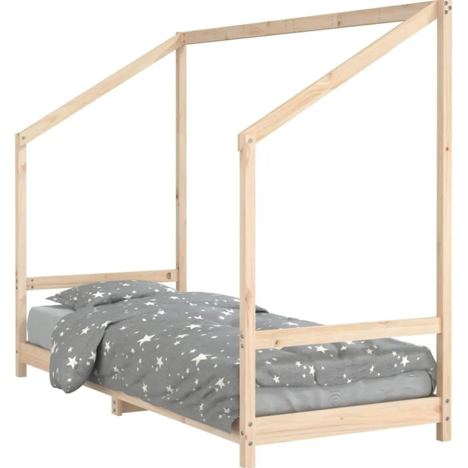 Clearance vidaXL Sängram för barnsäng 80x200 cm massiv furu Naturfärg