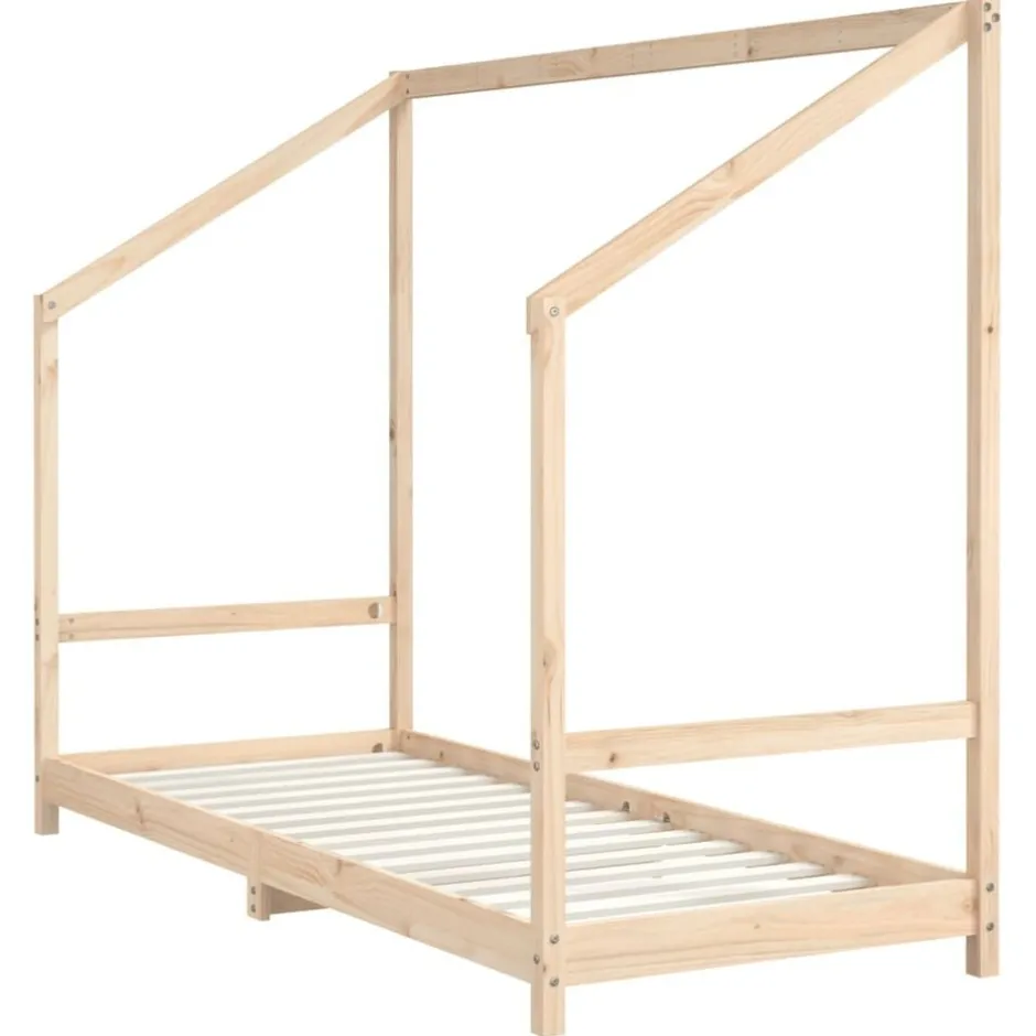Clearance vidaXL Sängram för barnsäng 80x200 cm massiv furu Naturfärg