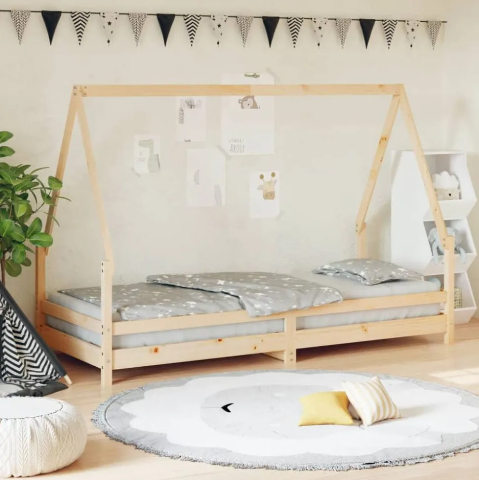 vidaXL Sängram för barnsäng 80x200 cm massiv furu