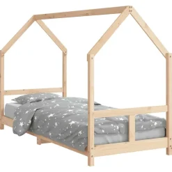 vidaXL Sängram för barnsäng 80x200 cm massiv furu Naturfärg