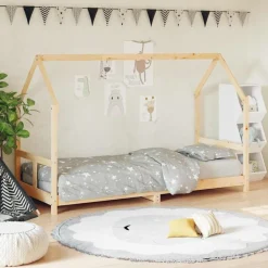 vidaXL Sängram för barnsäng 80x200 cm massiv furu Naturfärg