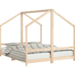 Best vidaXL Sängram för barnsäng 2x(80x200) cm massiv furu Naturfärg
