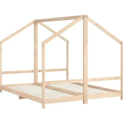 Best vidaXL Sängram för barnsäng 2x(80x200) cm massiv furu Naturfärg