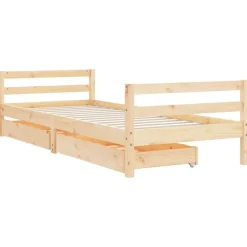 Best vidaXL Sängram för barnsäng m. lådor 80x200 cm massiv furu Naturfärg