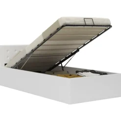 vidaXL Sängram hydraulisk förvaring vit konstläder 90x200 cm