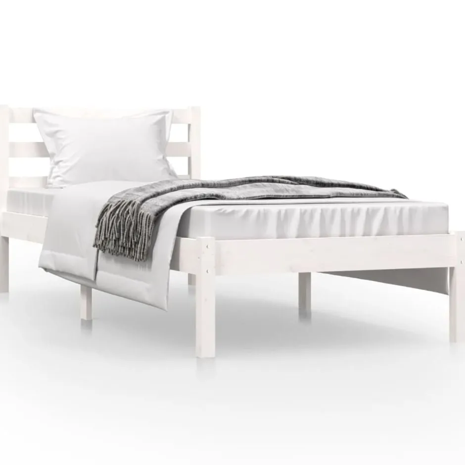 Outlet vidaXL Sängram massiv furu 75x190 cm 2FT6 Vit