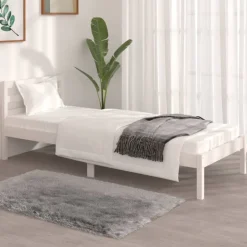 Outlet vidaXL Sängram massiv furu 75x190 cm 2FT6 Vit
