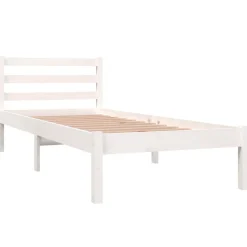 Outlet vidaXL Sängram massiv furu 75x190 cm 2FT6 Vit