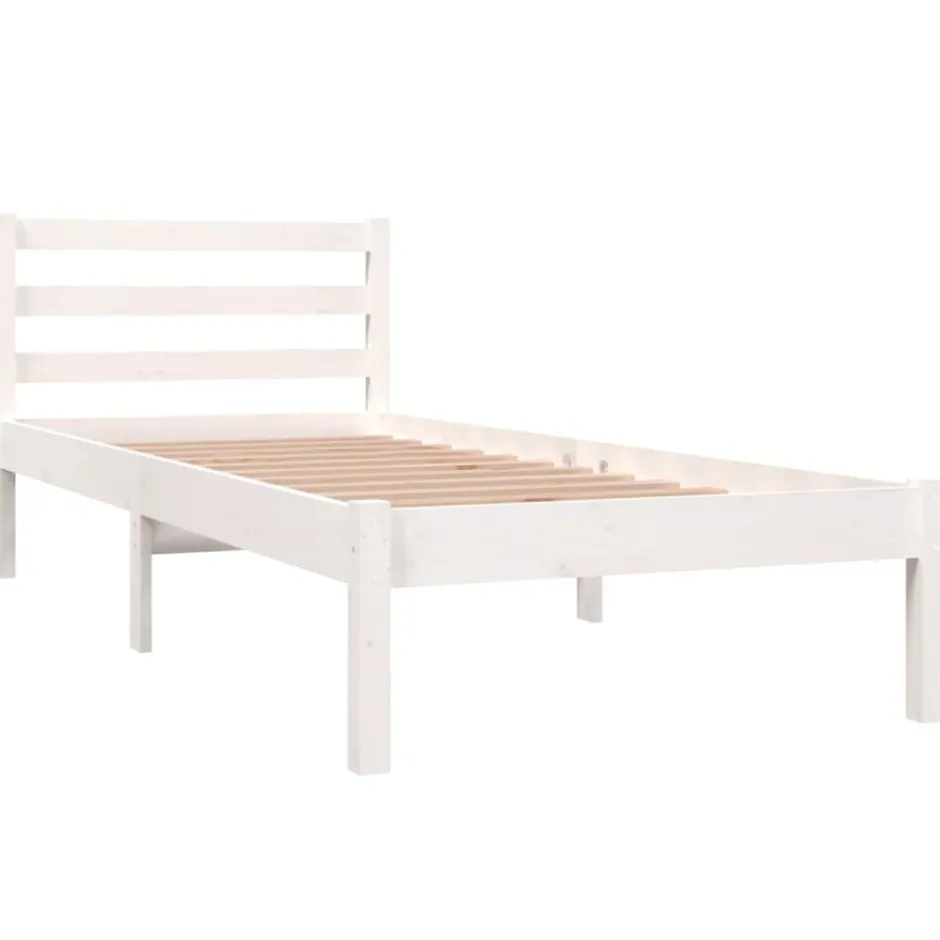 Outlet vidaXL Sängram massiv furu 75x190 cm 2FT6 Vit
