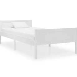 vidaXL Sängram massiv furu vit 90x200 cm