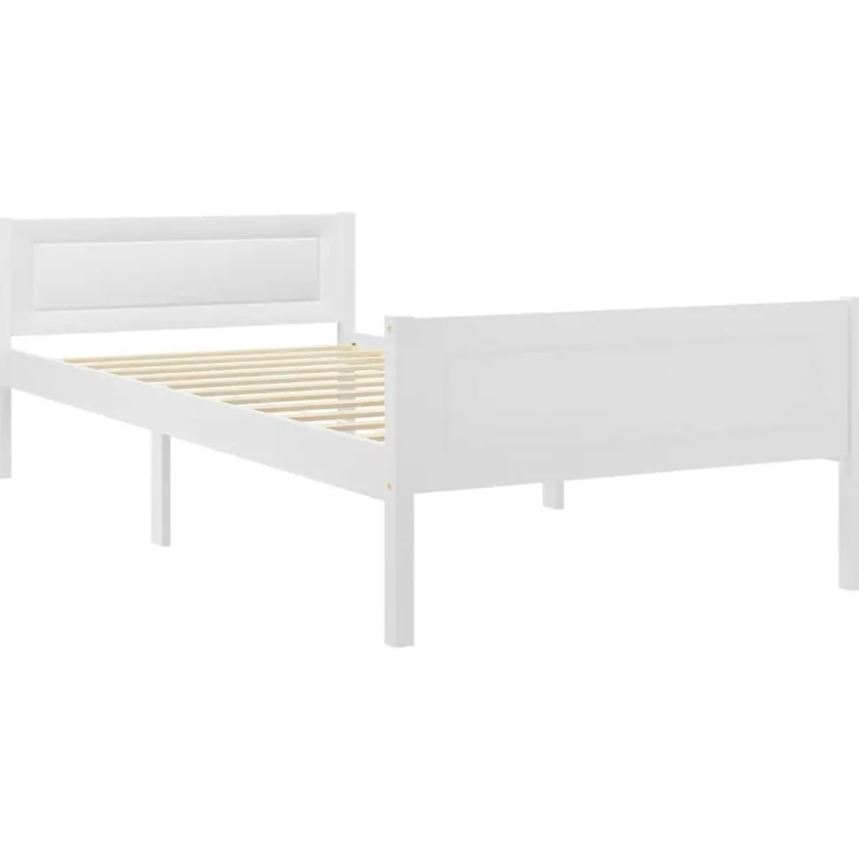 vidaXL Sängram massiv furu vit 90x200 cm