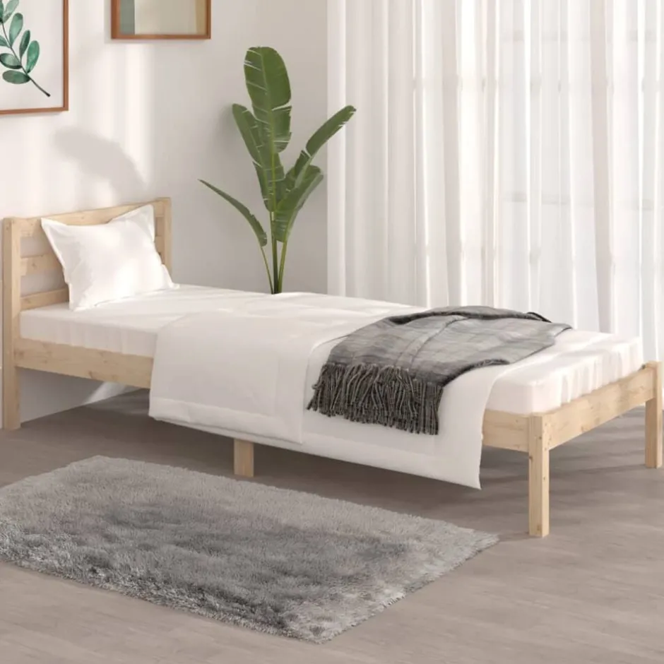 Sale vidaXL Sängram massivt trä 75x190 cm Naturfärg