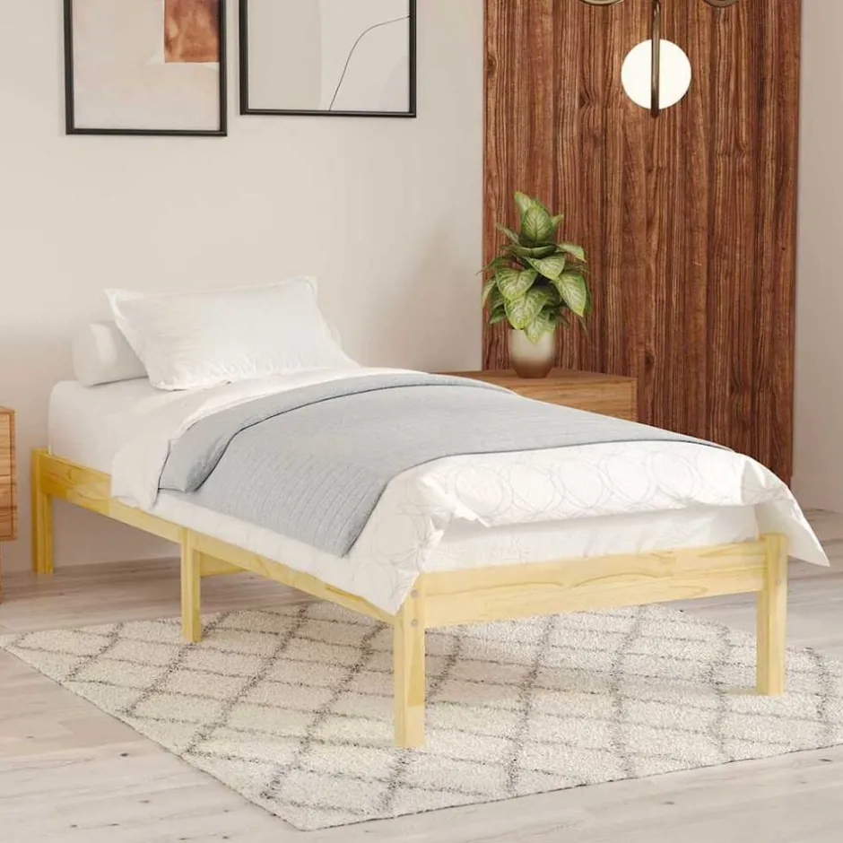 Sale vidaXL Sängram massivt trä 75x190 cm Naturfärg