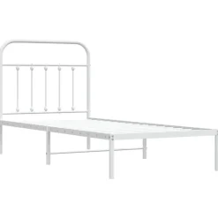 Hot vidaXL Sängram med huvudgavel metall 90x190 cm Vit