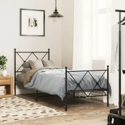 Clearance vidaXL Sängram med huvudgavel och fotgavel metall 75x190 cm Svart