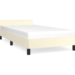 vidaXL Sängram med huvudgavel utan madrass gräddvit 80x200 cm