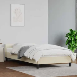 vidaXL Sängram med huvudgavel utan madrass gräddvit 80x200 cm