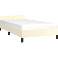 vidaXL Sängram med huvudgavel utan madrass gräddvit 80x200 cm