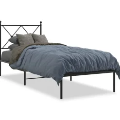Best vidaXL Sängram med huvudgavel metall 75x190 cm Svart