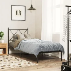 Best vidaXL Sängram med huvudgavel metall 75x190 cm Svart