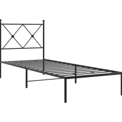 Best vidaXL Sängram med huvudgavel metall 75x190 cm Svart