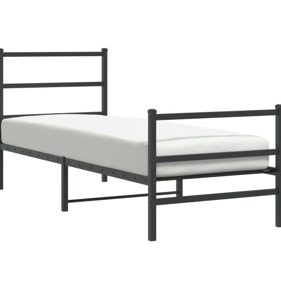 Best vidaXL Sängram med huvudgavel och fotgavel metall 75x190 cm Svart