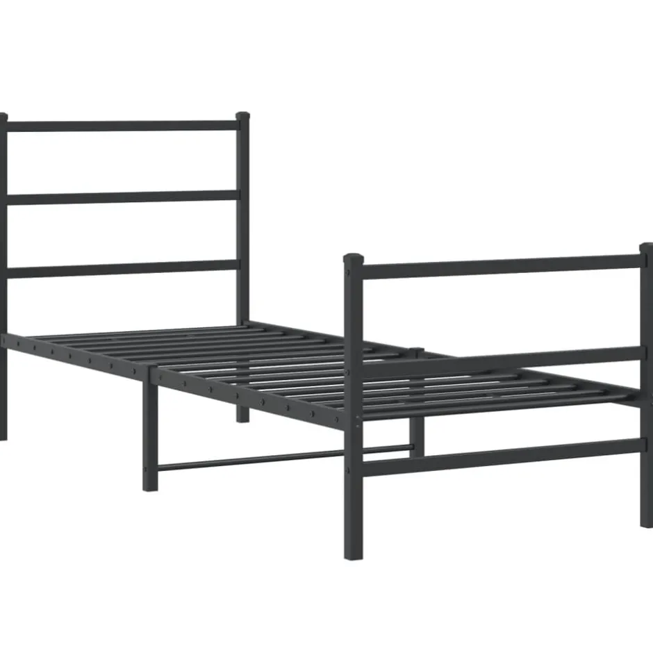 Best vidaXL Sängram med huvudgavel och fotgavel metall 75x190 cm Svart