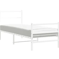 Best vidaXL Sängram med huvudgavel och fotgavel metall 80x200 cm Vit