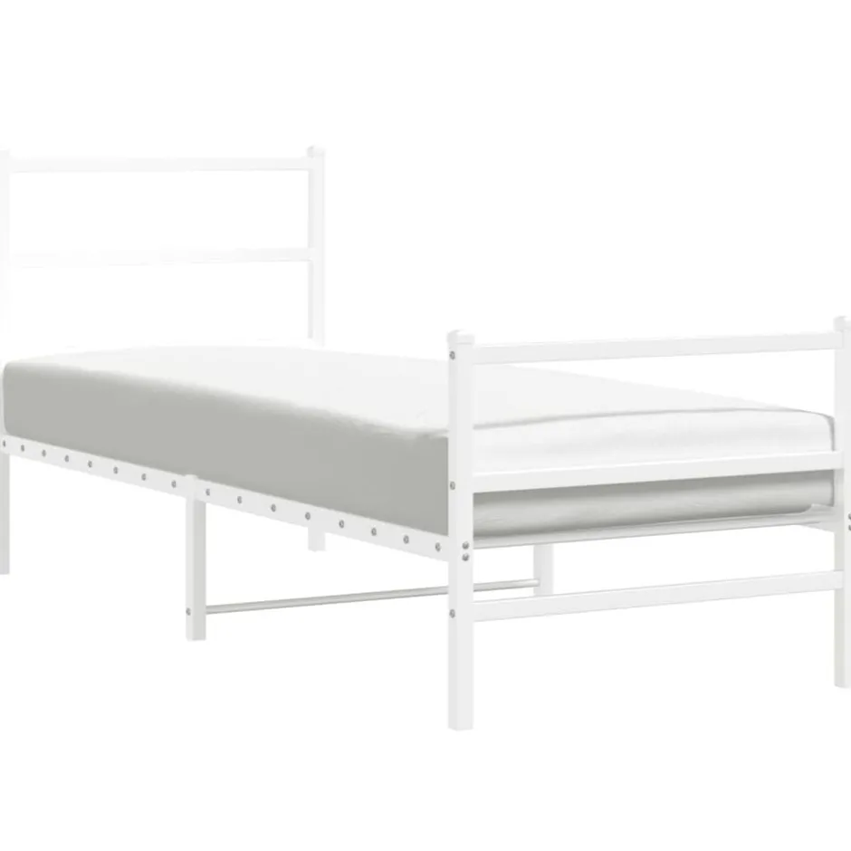 Best vidaXL Sängram med huvudgavel och fotgavel metall 80x200 cm Vit