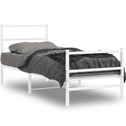 Best vidaXL Sängram med huvudgavel och fotgavel metall 80x200 cm Vit