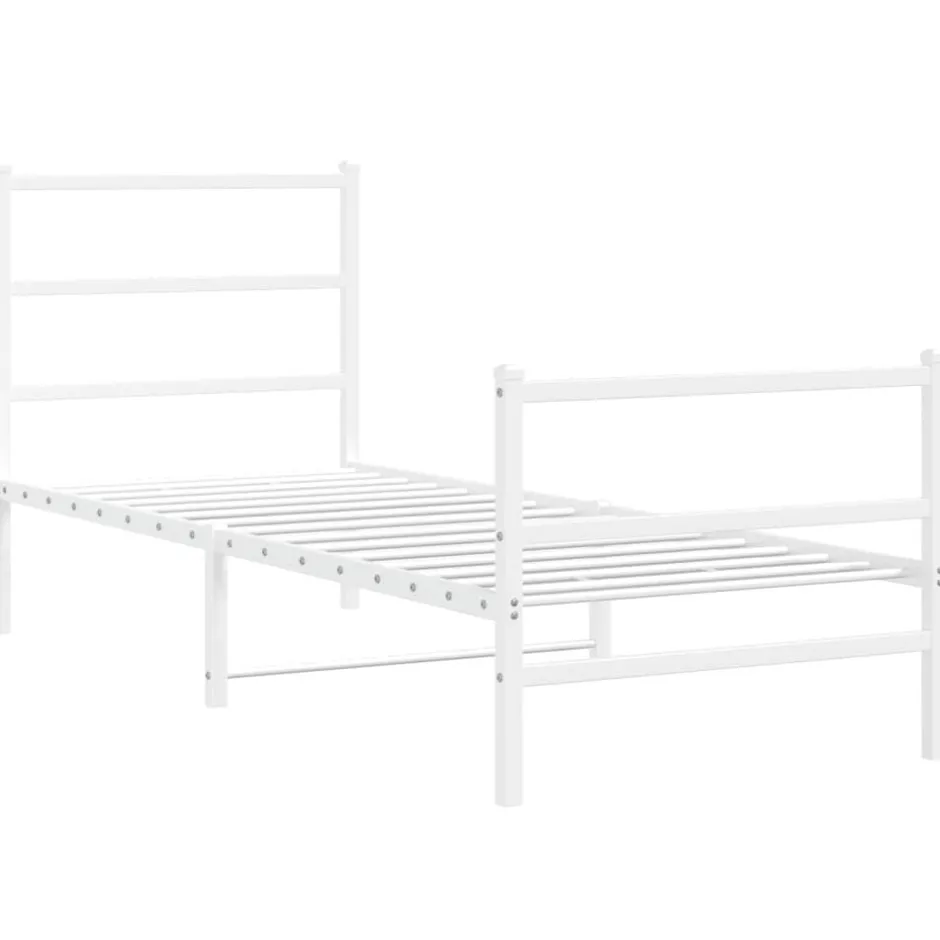 Best vidaXL Sängram med huvudgavel och fotgavel metall 80x200 cm Vit