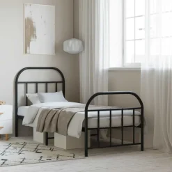 Discount vidaXL Sängram med huvudgavel och fotgavel metall 75x190 cm Svart