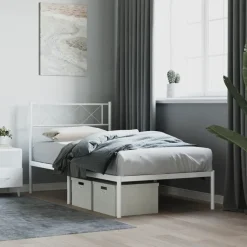 vidaXL Sängram med huvudgavel metall vit 90x190 cm