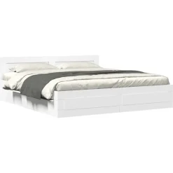 vidaXL Sängram med huvudgavel utan madrass vit 200x200 cm