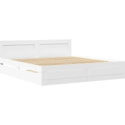 vidaXL Sängram med huvudgavel utan madrass vit 200x200 cm