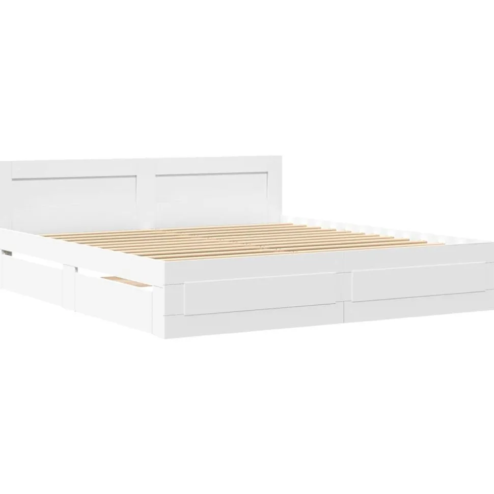 vidaXL Sängram med huvudgavel utan madrass vit 200x200 cm