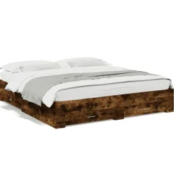 Discount vidaXL Sängram med lådor 200x200 cm konstruerad trä Rökfärgad ek