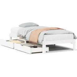 vidaXL Sängram med lådor vit 75x190 cm massivt furu