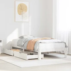 vidaXL Sängram med lådor vit 75x190 cm massivt furu