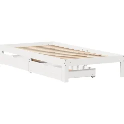 vidaXL Sängram med lådor vit 75x190 cm massivt furu