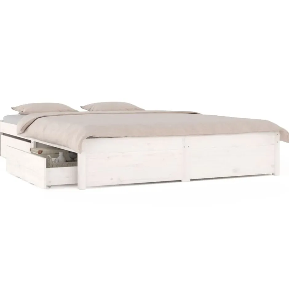Outlet vidaXL Sängram med lådor 140x190 cm Vit