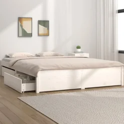 Outlet vidaXL Sängram med lådor 140x190 cm Vit
