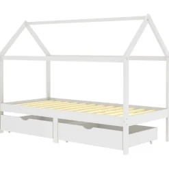 Outlet vidaXL Sängram med lådor massiv furu 90x200 cm Vit
