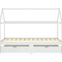 Outlet vidaXL Sängram med lådor massiv furu 90x200 cm Vit