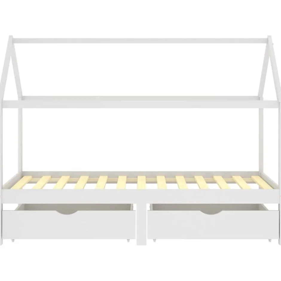 Outlet vidaXL Sängram med lådor massiv furu 90x200 cm Vit