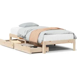 vidaXL Sängram med lådor 75x190 cm massivt furu