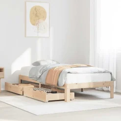 vidaXL Sängram med lådor 75x190 cm massivt furu