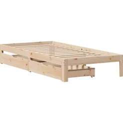vidaXL Sängram med lådor 75x190 cm massivt furu