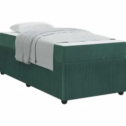 vidaXL Sängram med madrass Mörkgrön 90 x 190 cm tyg