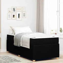 Best vidaXL Sängram med madrass 80 x 200 cm tyg Svart